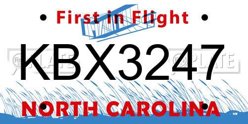 KBX3247 North Carolina License Plate