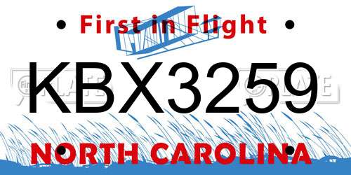 KBX3259 North Carolina License Plate
