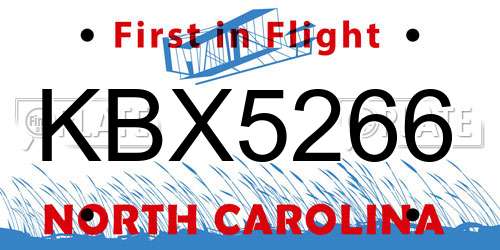 KBX5266 North Carolina License Plate