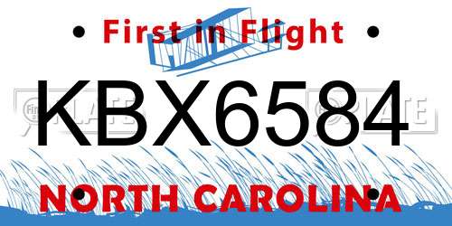 KBX6584 North Carolina License Plate