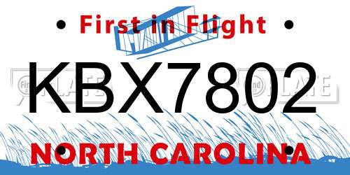 KBX7802 North Carolina License Plate