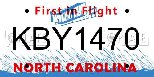 KBY1470 North Carolina License Plate