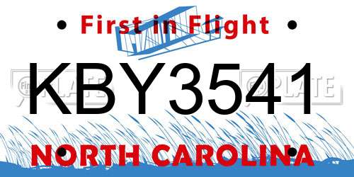 KBY3541 North Carolina License Plate