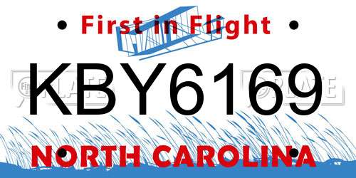 KBY6169 North Carolina License Plate