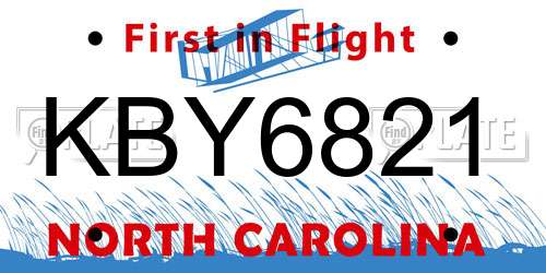 KBY6821 North Carolina License Plate
