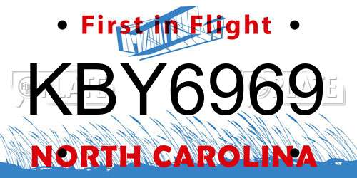 KBY6969 North Carolina License Plate