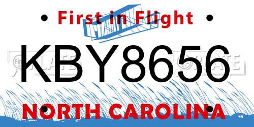 KBY8656 North Carolina License Plate