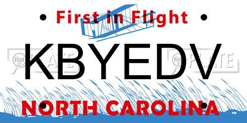 KBYEDV North Carolina License Plate