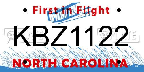 KBZ1122 North Carolina License Plate