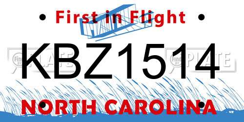 KBZ1514 North Carolina License Plate
