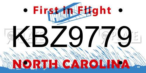 KBZ9779 North Carolina License Plate