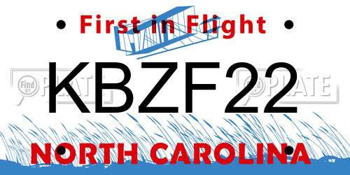 KBZF22 North Carolina License Plate