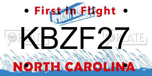 KBZF27 North Carolina License Plate