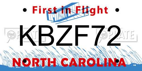 KBZF72 North Carolina License Plate