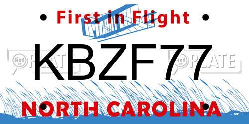KBZF77 North Carolina License Plate