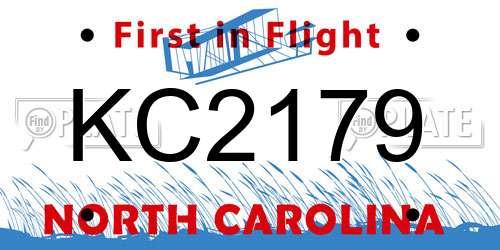 KC2179 North Carolina License Plate