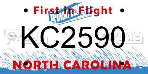 KC2590 North Carolina License Plate