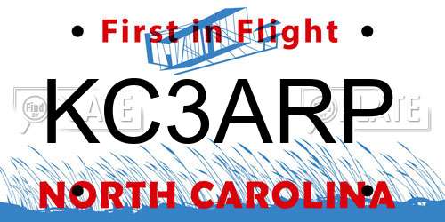 KC3ARP North Carolina License Plate