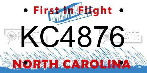 KC4876 North Carolina License Plate