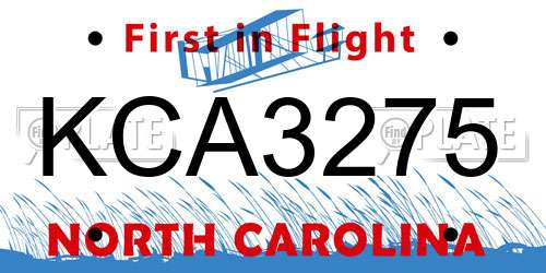 KCA3275 North Carolina License Plate