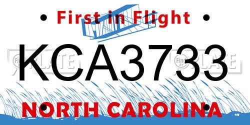 KCA3733 North Carolina License Plate