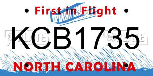 KCB1735 North Carolina License Plate