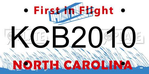 KCB2010 North Carolina License Plate