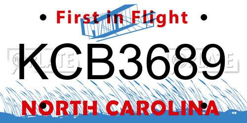 KCB3689 North Carolina License Plate
