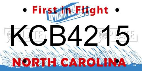 KCB4215 North Carolina License Plate