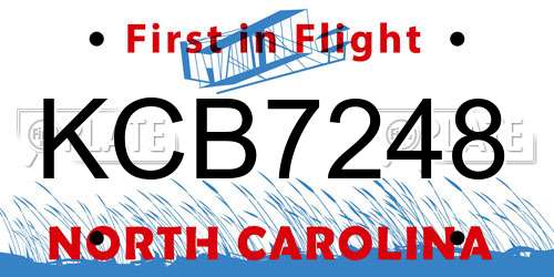 KCB7248 North Carolina License Plate