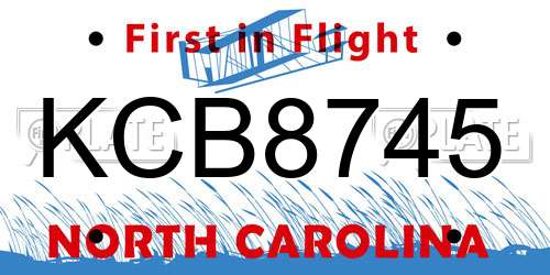 KCB8745 North Carolina License Plate