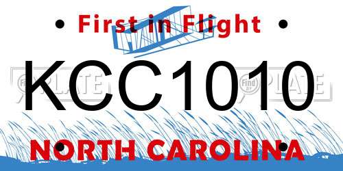 KCC1010 North Carolina License Plate