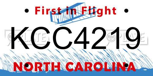 KCC4219 North Carolina License Plate