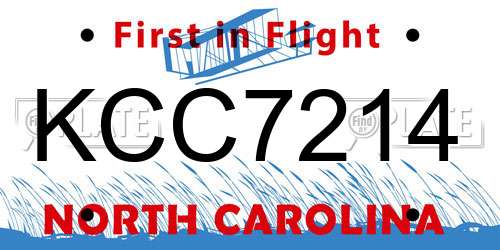 KCC7214 North Carolina License Plate