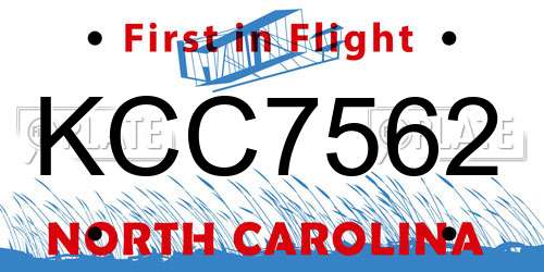 KCC7562 North Carolina License Plate