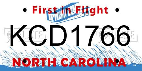 KCD1766 North Carolina License Plate