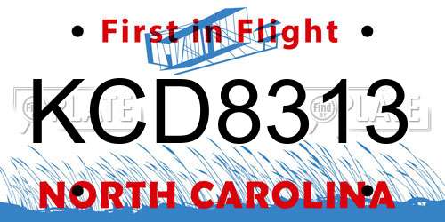 KCD8313 North Carolina License Plate