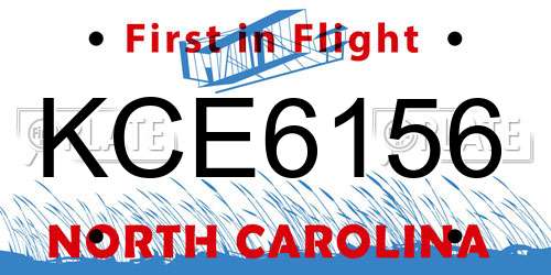 KCE6156 North Carolina License Plate