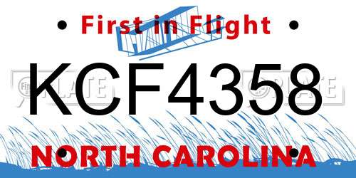 KCF4358 North Carolina License Plate