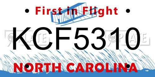 KCF5310 North Carolina License Plate
