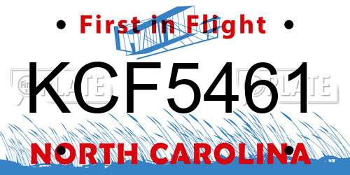 KCF5461 North Carolina License Plate