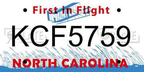 KCF5759 North Carolina License Plate