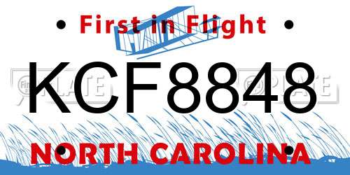 KCF8848 North Carolina License Plate