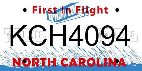 KCH4094 North Carolina License Plate