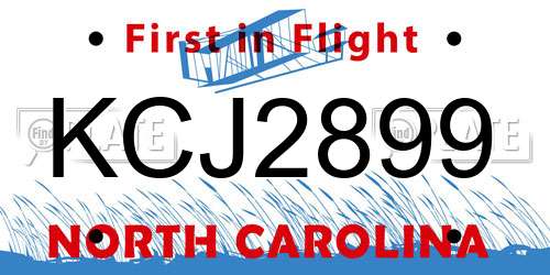 KCJ2899 North Carolina License Plate
