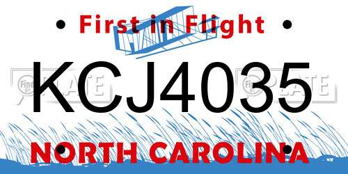 KCJ4035 North Carolina License Plate