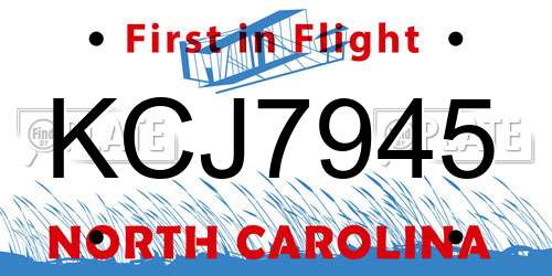 KCJ7945 North Carolina License Plate