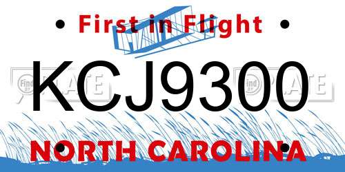 KCJ9300 North Carolina License Plate