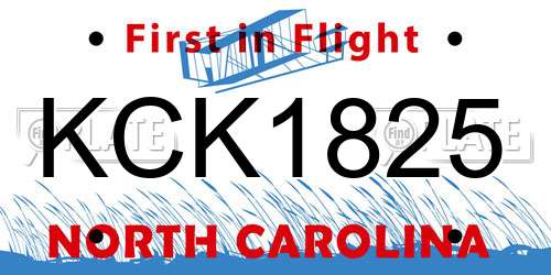 KCK1825 North Carolina License Plate
