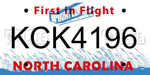 KCK4196 North Carolina License Plate